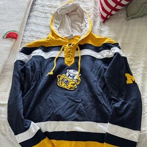 Champion Navy and Yellow Hooded Sweatshirt